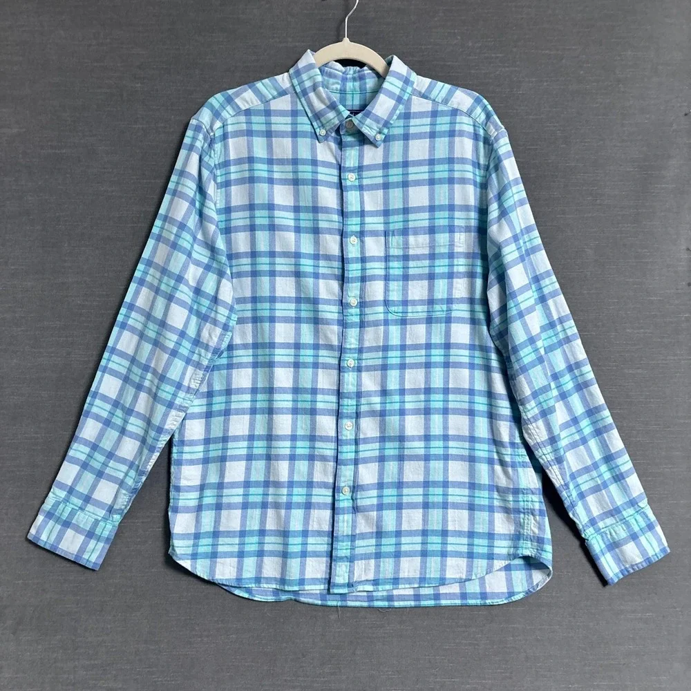 Vineyard Vines Shirt M Blue Plaid Lightweight Flannel Button Down Casual Classic